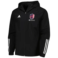 Men's adidas Black St. Louis City SC All-Weather Raglan Hoodie Full-Zip Jacket