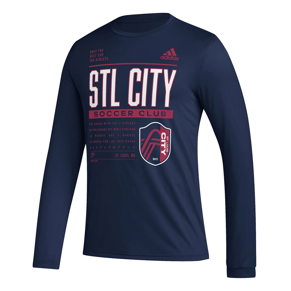 Men's adidas Navy St. Louis City SC Club DNA Long Sleeve AEROREADY T-Shirt