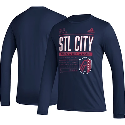 T-shirt AEROREADY à manches longues adidas St. Louis City SC Club DNA pour homme, bleu marine