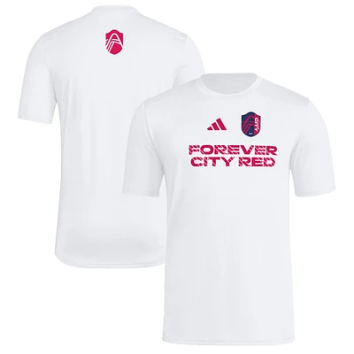 T-shirt adidas blanc St. Louis City SC 2025 pour homme avec maillot Hook AEROREADY
