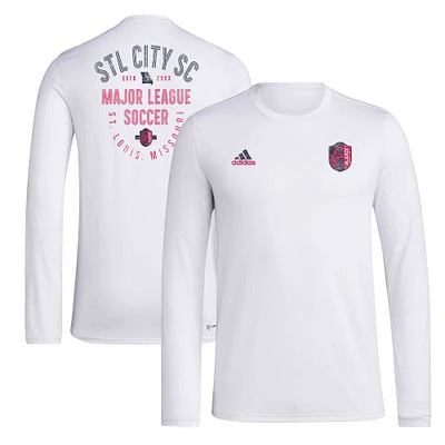 T-shirt adidas St. Louis City SC Local Stoic blanc à manches longues pour hommes