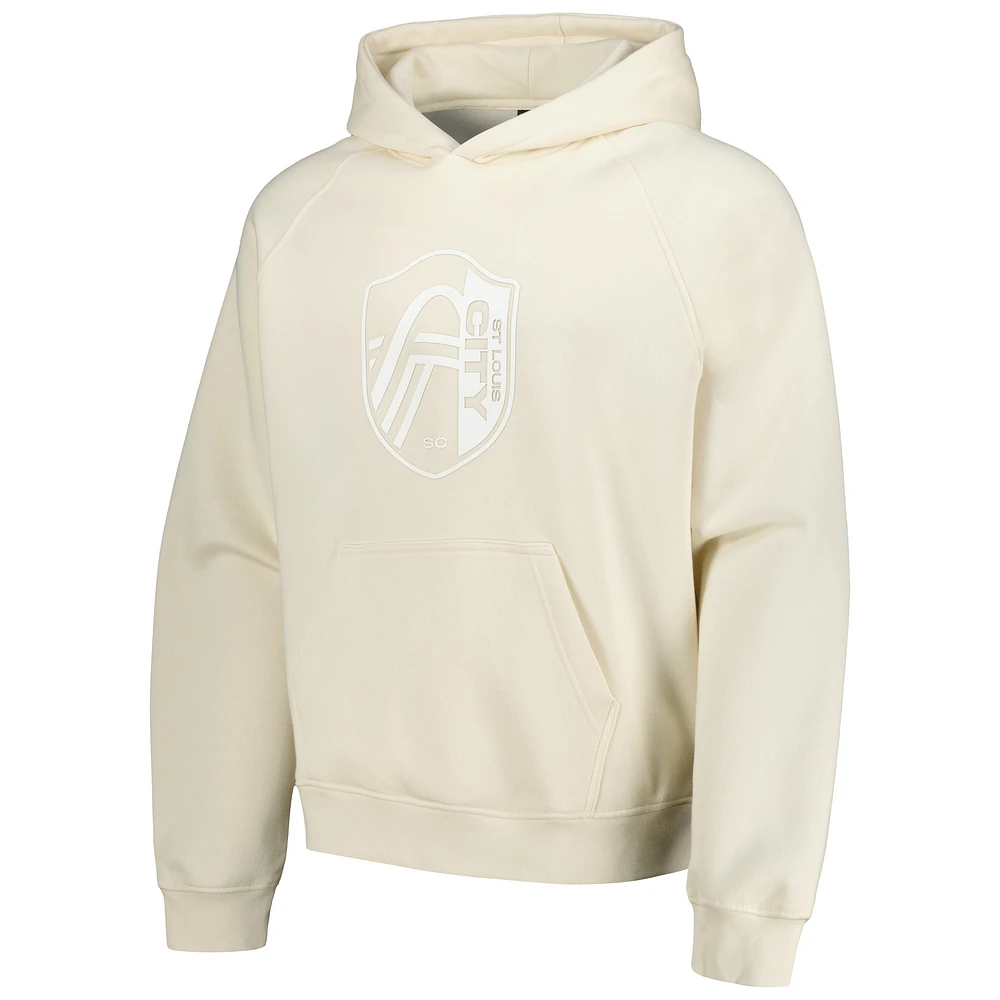Men's Cream St. Louis City SC Tonal Team Primary Logo Oversized Raglan Pullover Hoodie