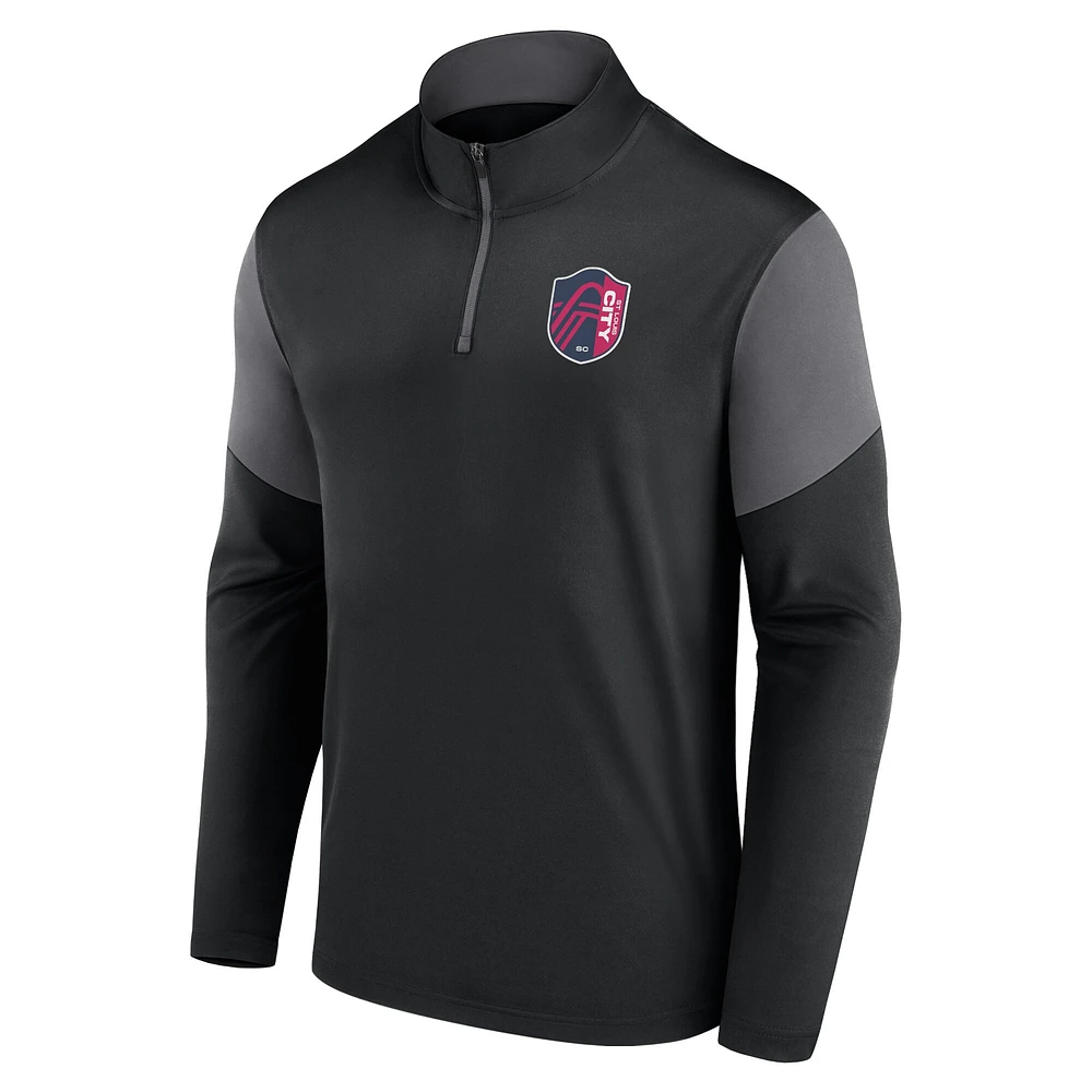 Men's Fanatics Black St. Louis City SC Logo Quarter-Zip Top