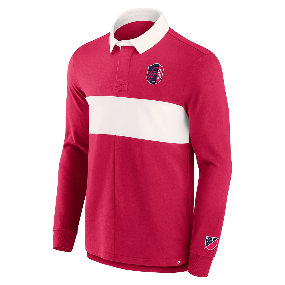 Men's Fanatics Red St. Louis City SC Penalty Kick Long Sleeve Polo