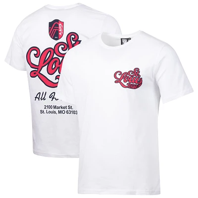 T-shirt décontracté blanc pour homme avec inscription Team Script de St. Louis City SC