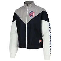 Women's 5th & Ocean by New Era Navy St. Louis City SC Cropped Full-Zip Windbreaker Jacket