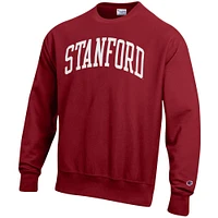 Men's Champion Cardinal Stanford Arch Reverse Weave Pullover Sweatshirt