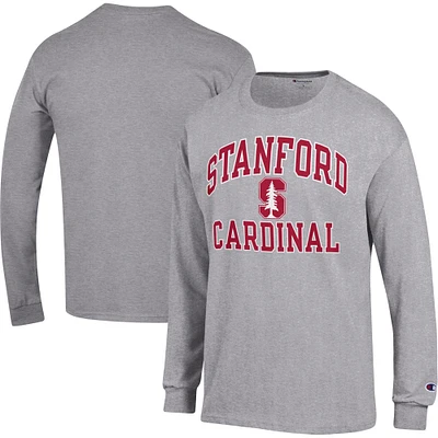 Champion Heather Grey Stanford Cardinal High Motor T-shirt à manches longues pour homme
