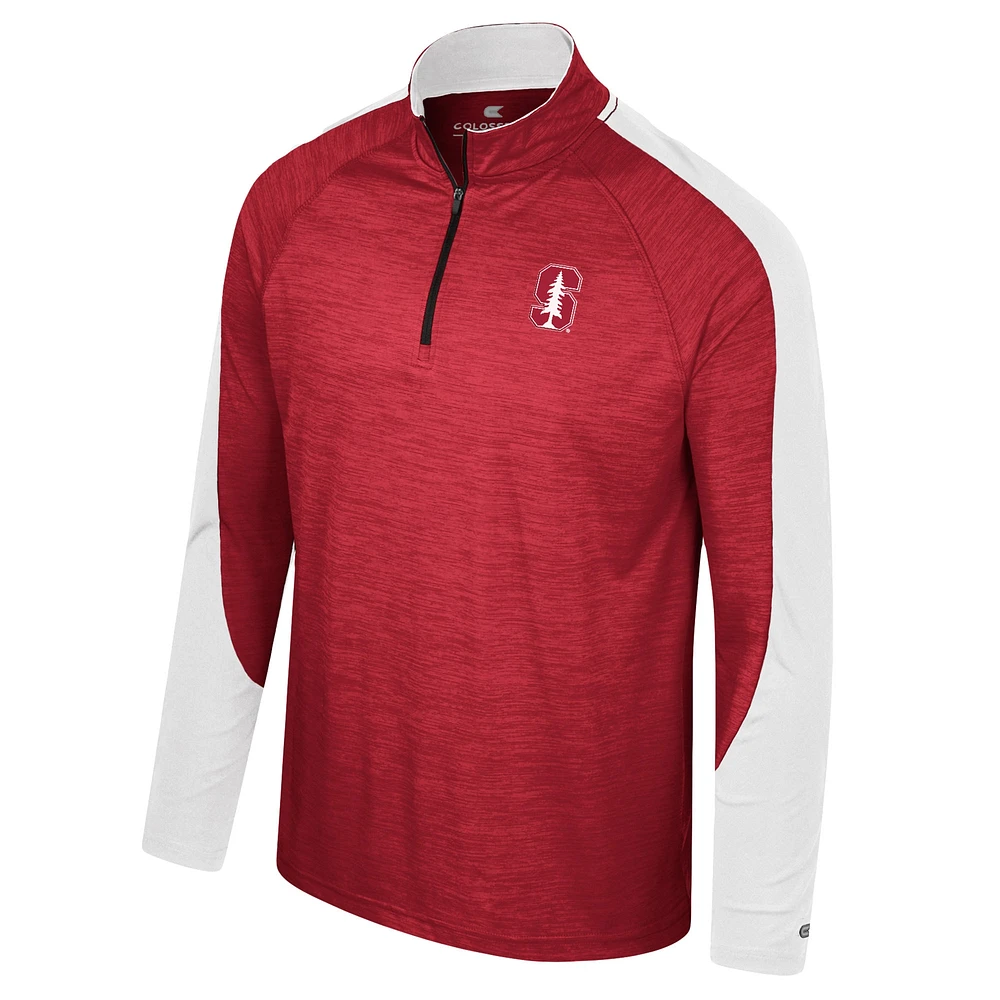 Men's Colosseum Cardinal Stanford Langmore Raglan Quarter-Zip Top