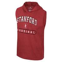 Men's Colosseum Cardinal Stanford Varsity Sleeveless Hoodie Tank Top