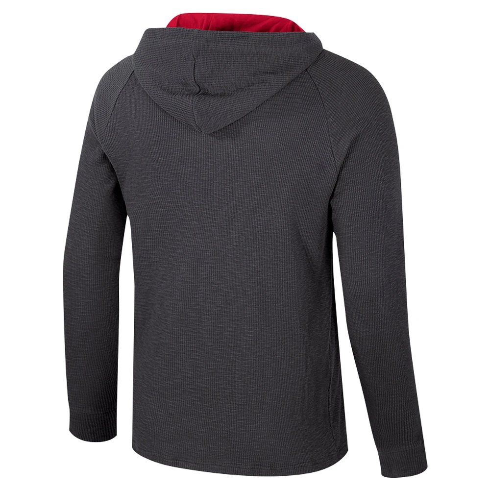 Men's Colosseum  Charcoal Stanford Cardinal Dujour Ralgan Long Sleeve Henley Hoodie T-Shirt