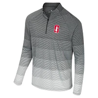 Men's Colosseum  Gray Stanford Cardinal AI Striped Mesh Quarter-Zip Raglan Windshirt