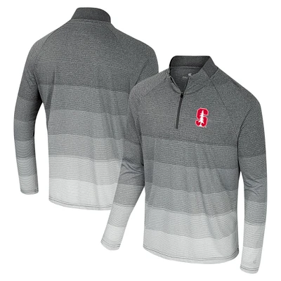 Coupe-vent raglan à glissière quart de tour en maille rayée Stanford Cardinal AI gris Colosseum pour homme