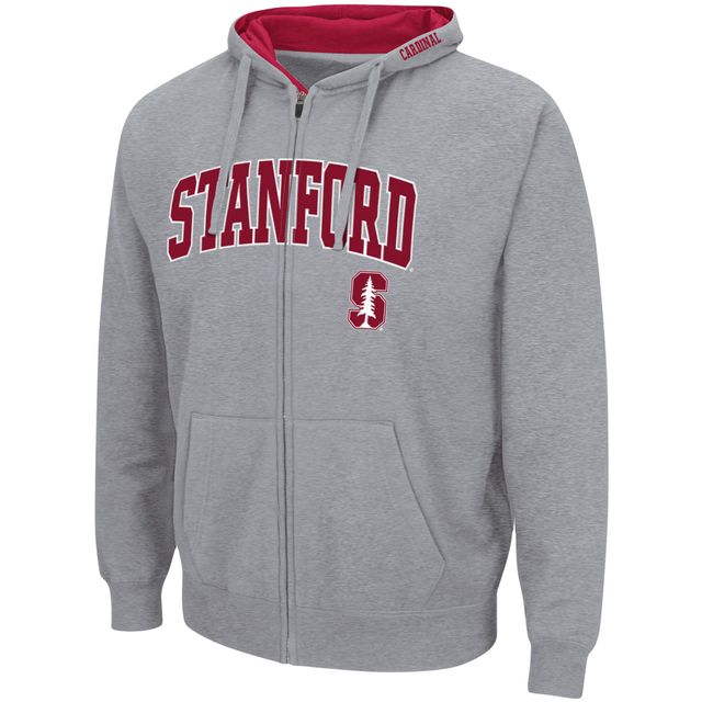 Sweat à capuche entièrement zippé Colosseum gris chiné Stanford Cardinal Arch & Logo 3.0 pour homme