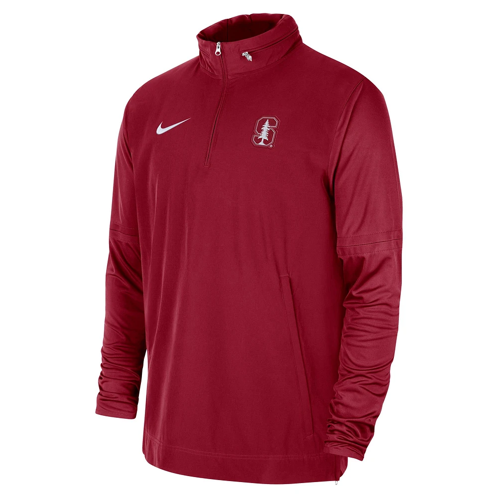 Men's Nike Cardinal Stanford 2023 Coach Half-Zip Hooded Jacket