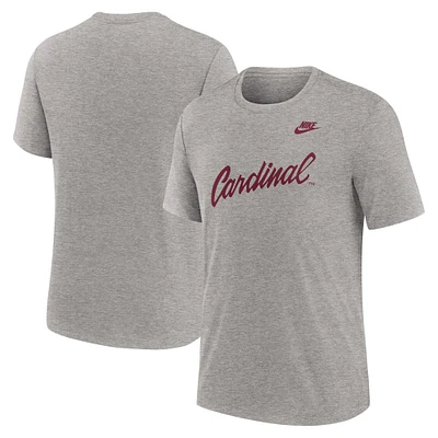 T-shirt Nike Stanford Cardinal Blitz Legacy Primary Tri-Blend gris chiné pour homme
