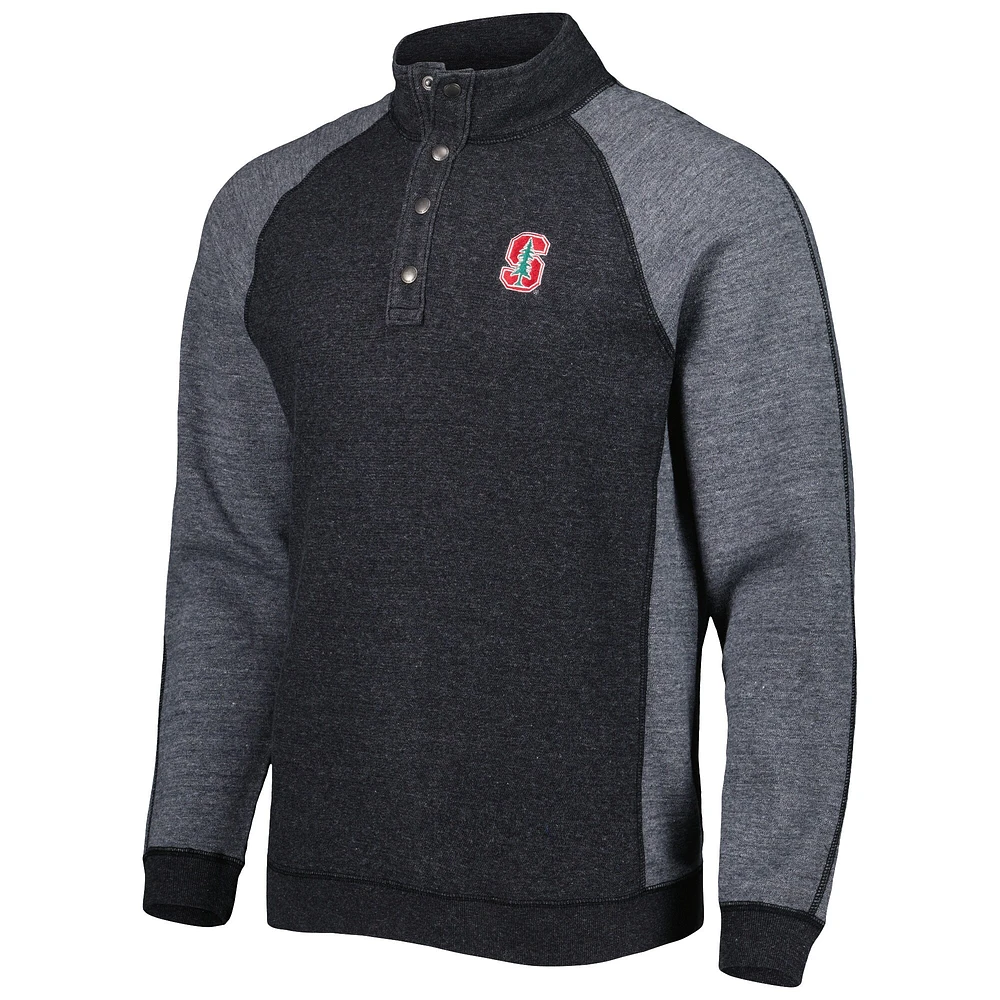 Men's Tommy Bahama Black Stanford Cardinal Sport Scrimmage Snap Mock Neck Raglan Button-Up Jacket