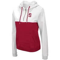 Women's Colosseum White/Cardinal Stanford Cardinal Aidan Lightweight Half-Zip Hoodie