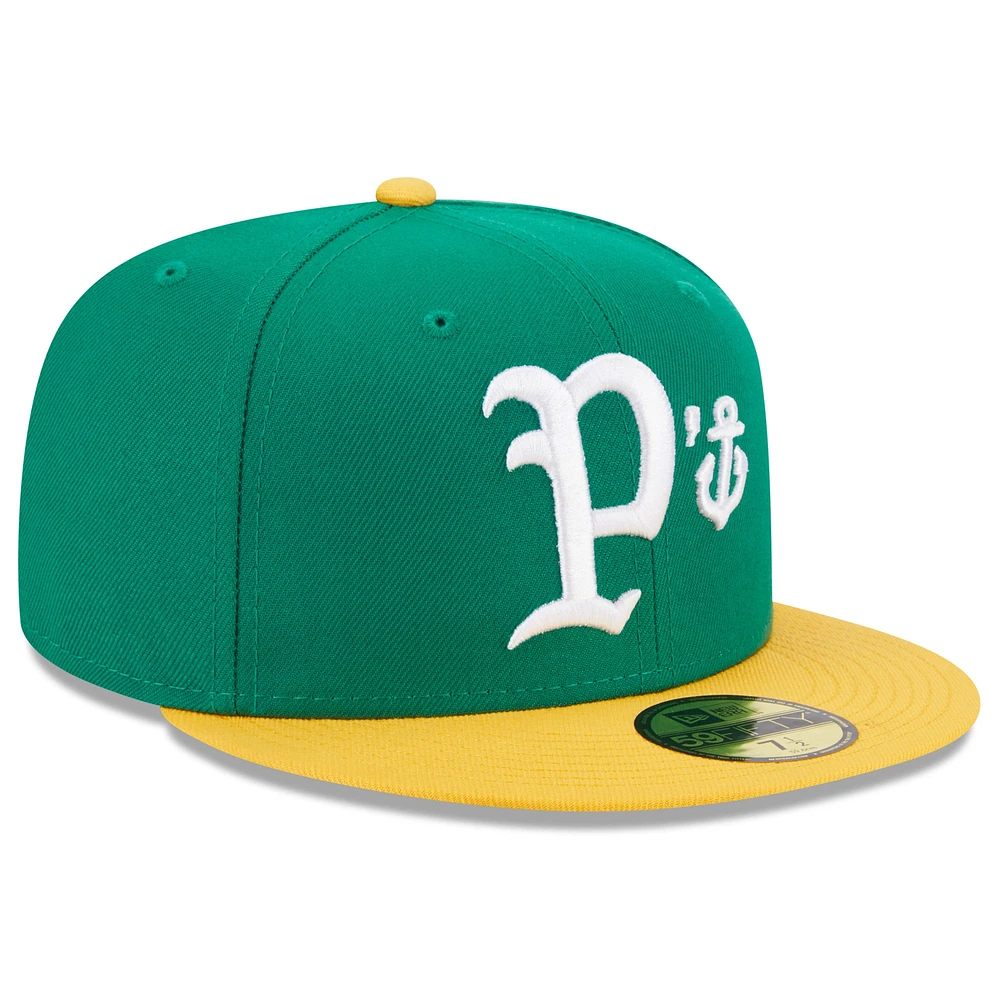 Men's New Era Green Stockton Ports Authentic Collection Alternate Logo 59FIFTY Fitted Hat