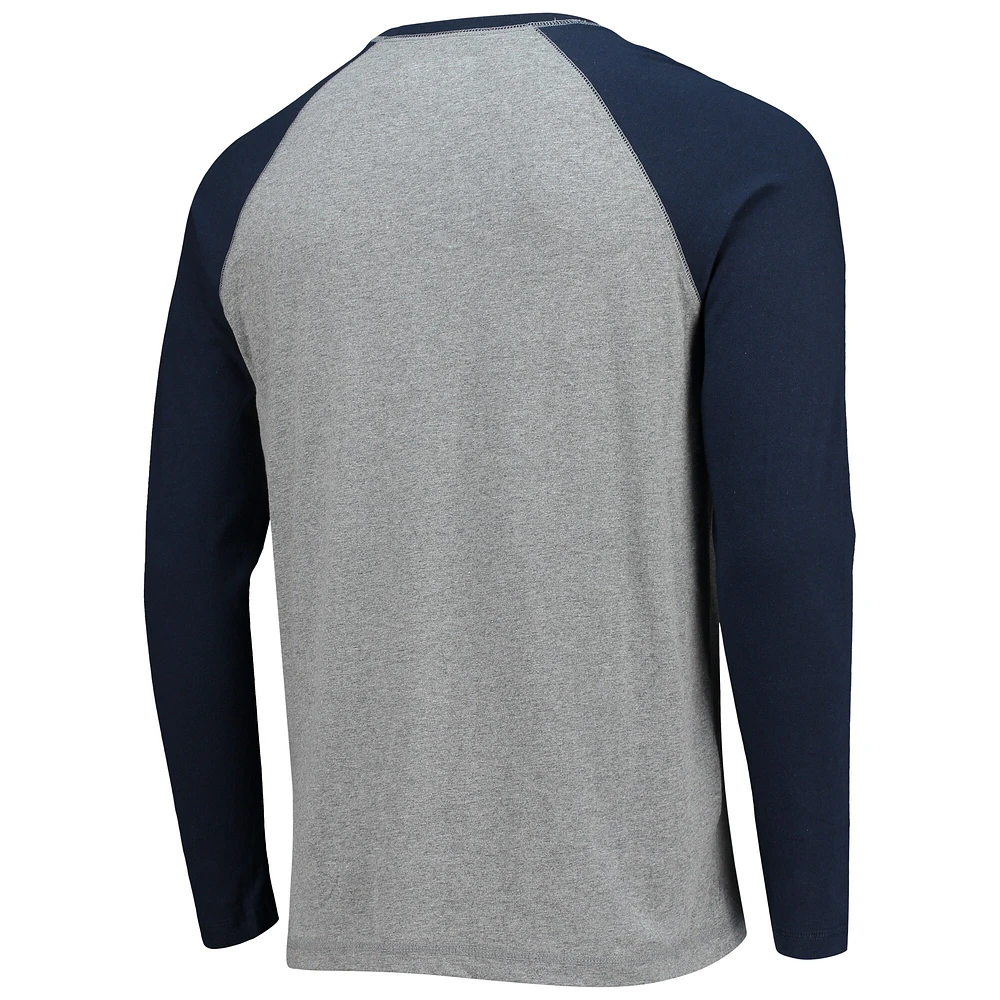 Men's Navy/Heathered Gray Sugar Land Space Cowboys Long Sleeve Baseball T-Shirt