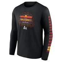 Men's Fanatics Black Super Bowl LIX Marble Wordmark Long Sleeve T-Shirt