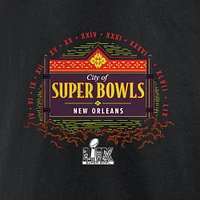 Men's Fanatics Black Super Bowl LIX Marble Wordmark Long Sleeve T-Shirt