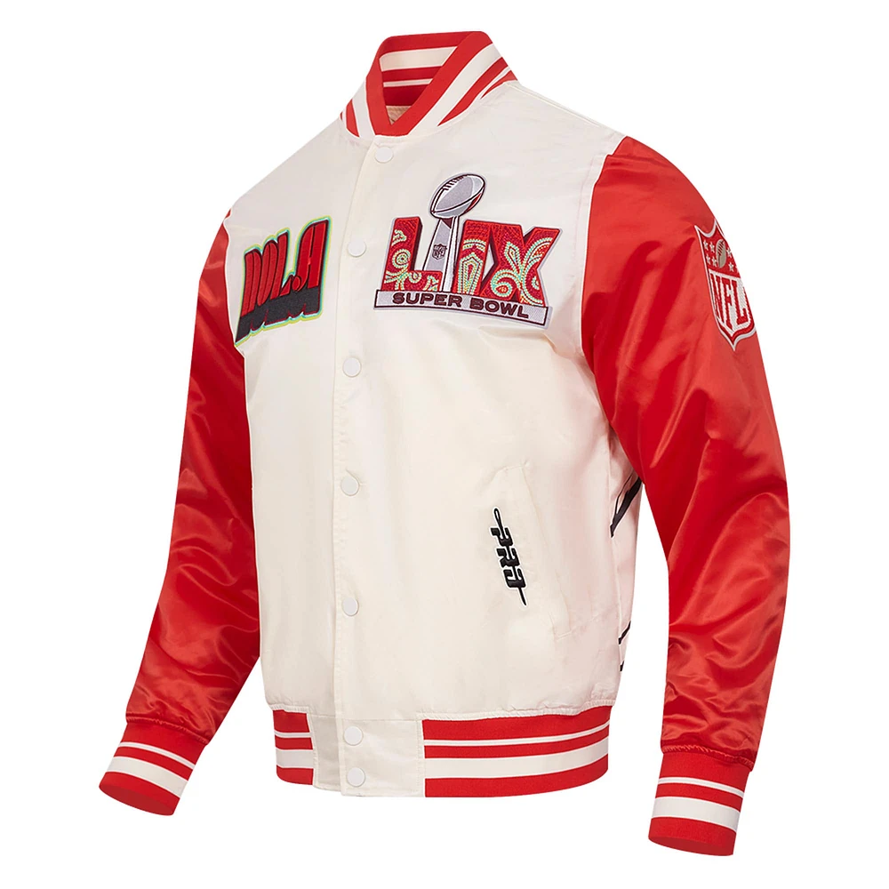 Men's Pro Standard Cream Super Bowl LIX Sublimated Satin Full-Snap Jacket