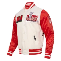 Men's Pro Standard Cream Super Bowl LIX Sublimated Satin Full-Snap Jacket