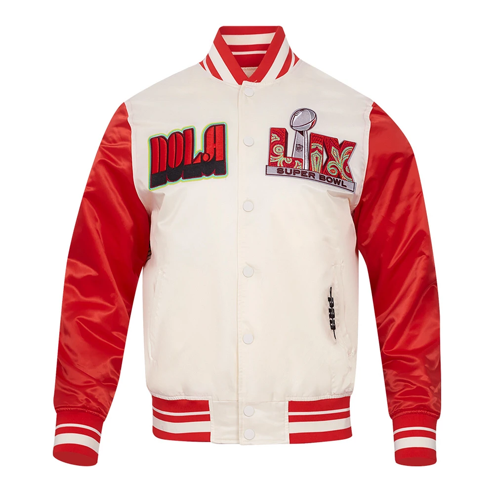 Men's Pro Standard Cream Super Bowl LIX Sublimated Satin Full-Snap Jacket