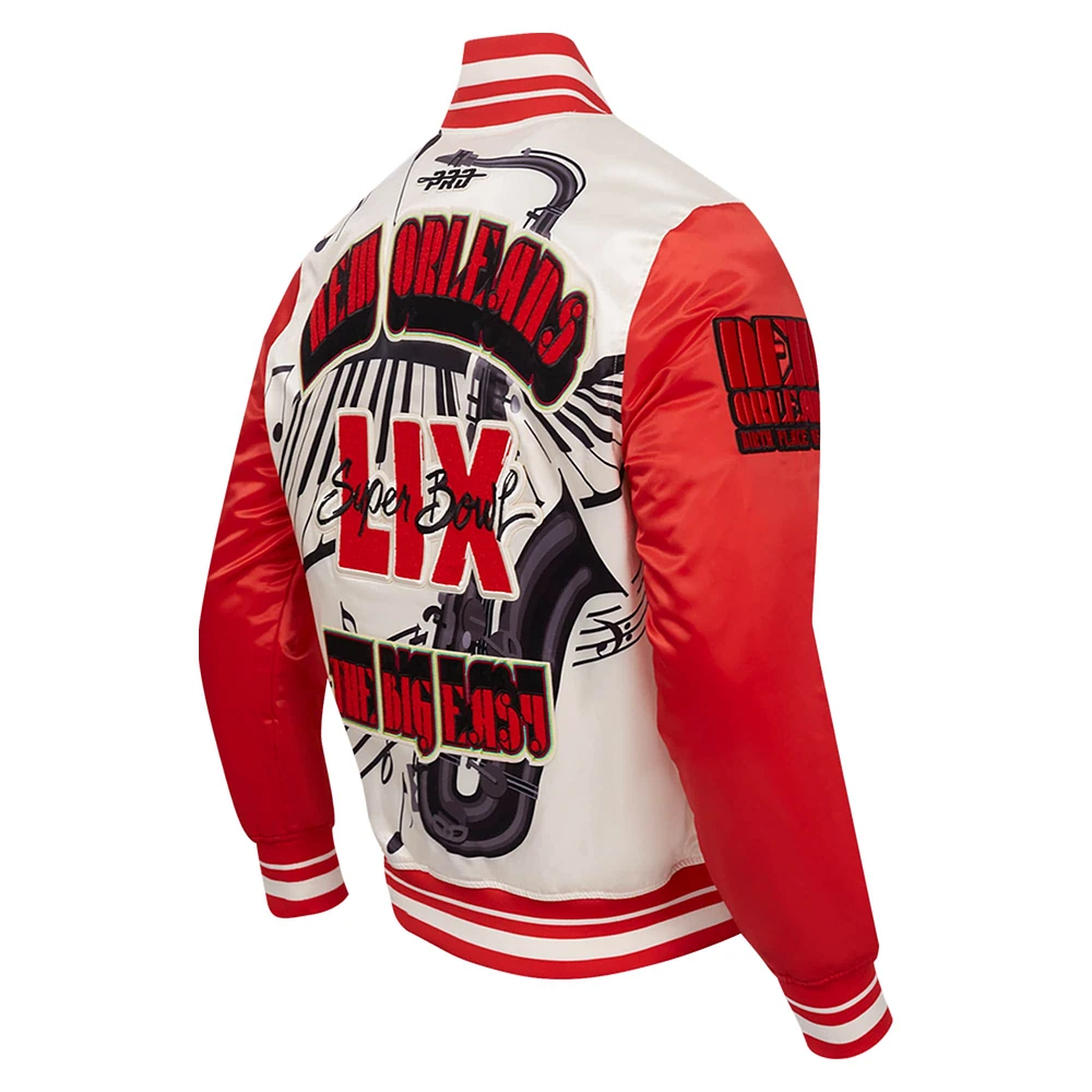 Men's Pro Standard Cream Super Bowl LIX Sublimated Satin Full-Snap Jacket