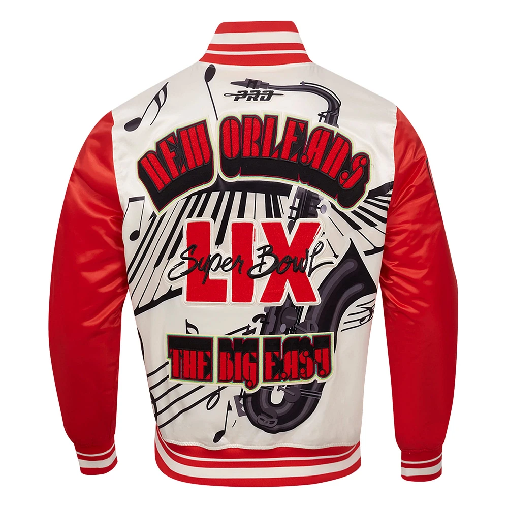 Men's Pro Standard Cream Super Bowl LIX Sublimated Satin Full-Snap Jacket