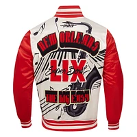 Men's Pro Standard Cream Super Bowl LIX Sublimated Satin Full-Snap Jacket