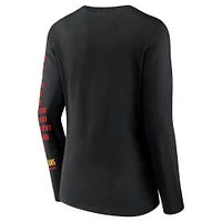 Women's Fanatics Black Super Bowl LIX Marble Wordmark V-Neck Long Sleeve T-Shirt