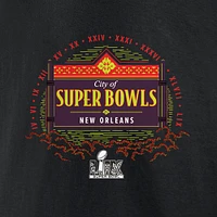 Women's Fanatics Black Super Bowl LIX Marble Wordmark V-Neck Long Sleeve T-Shirt