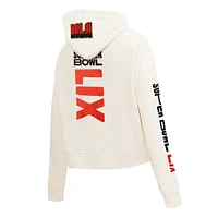 Sweat à capuche court NFL Super Bowl LIX pour femme Pro Standard Cream