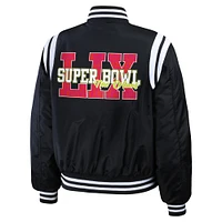 Women's WEAR by Erin Andrews Black Super Bowl LIX Varsity Bomber Jacket
