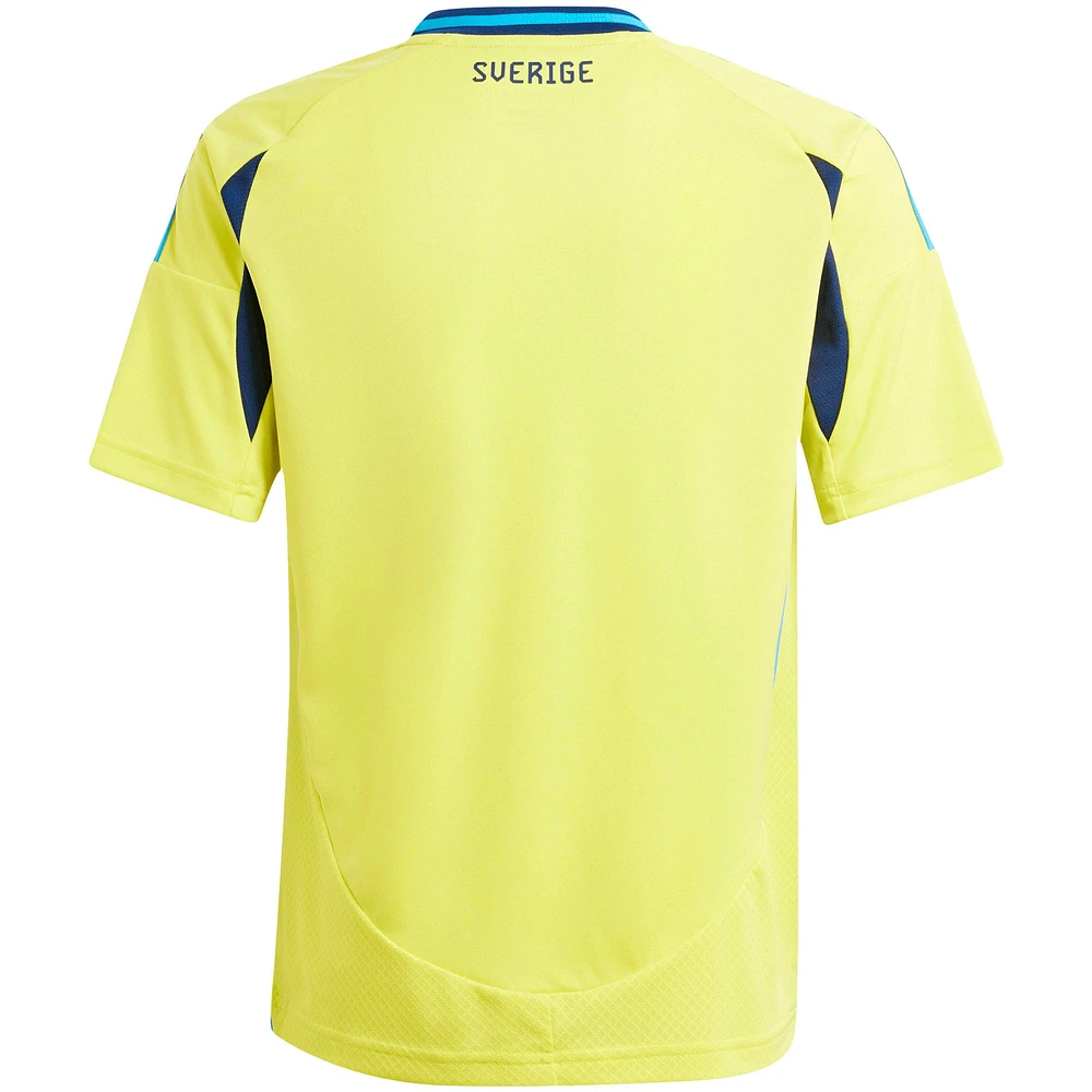 Maillot adidas jaune pour jeunes de l'équipe nationale Suède 2024, réplique à domicile