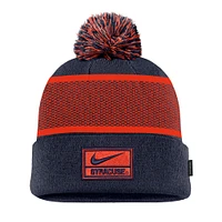 Men's Nike Navy Syracuse Orange 2024 Sideline Peak Cuffed Knit Hat with Pom