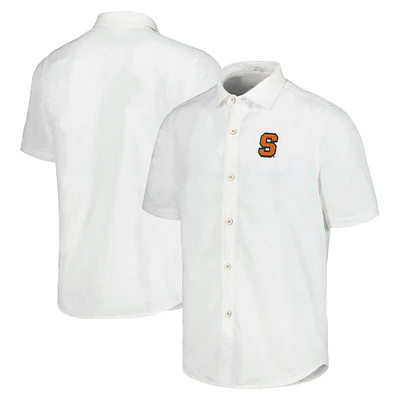 Chemise boutonnée Tommy Bahama pour hommes, blanc, Syracuse, orange, Coconut Point, Palm Vista, IslandZone Camp