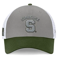 Men's Top of the World Gray/Green Syracuse Orange OHT Military Appreciation Badge Trucker Adjustable Hat
