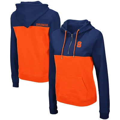 Chandail à capuchon léger demi-glissière Colosseum bleu marine/orange Syracuse orange Aidan pour femmes