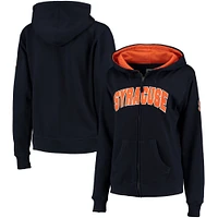 Sweat à capuche zippé Stadium Athletic bleu marine Syracuse orange pour femme avec nom arqué