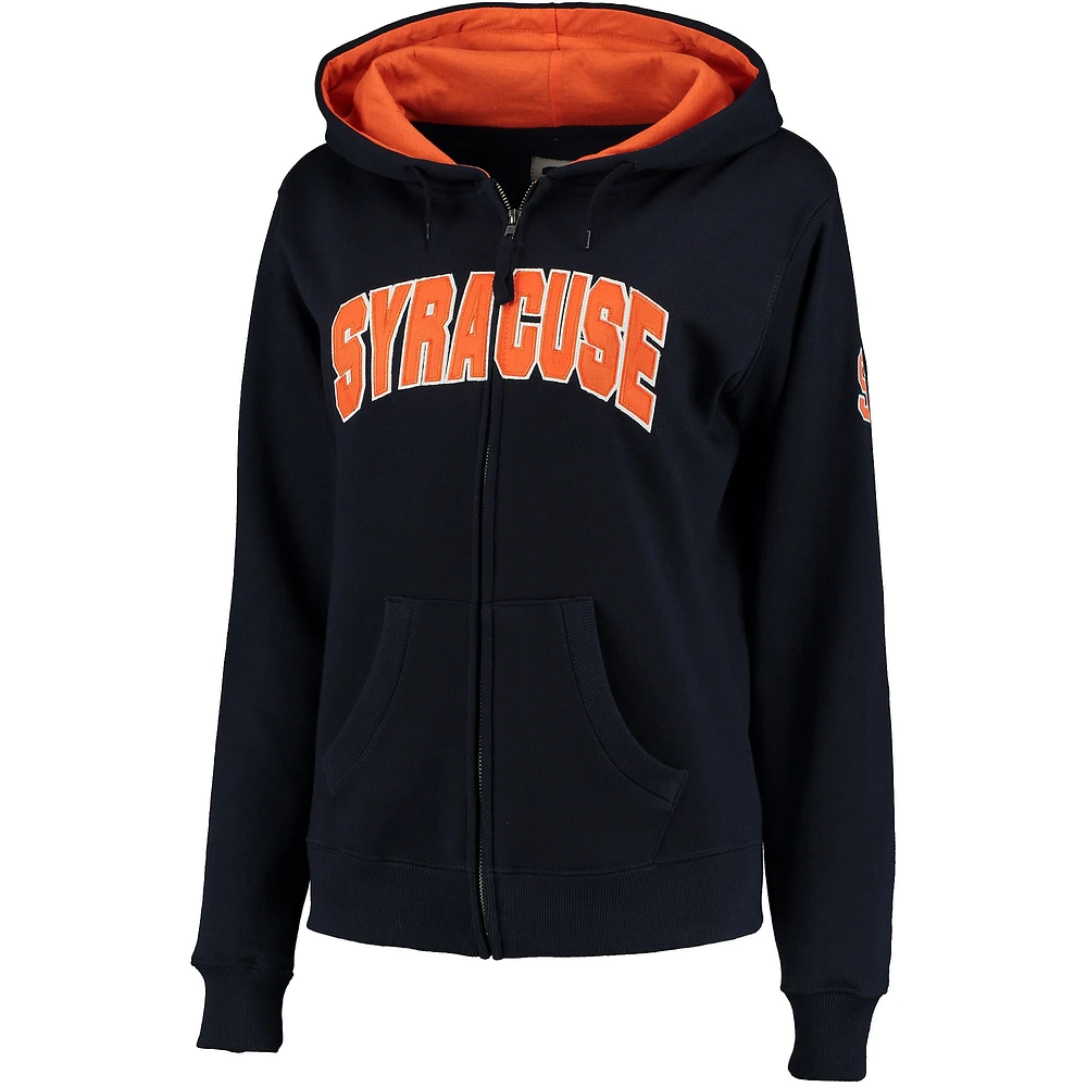 Sweat à capuche zippé Stadium Athletic bleu marine Syracuse orange pour femme avec nom arqué