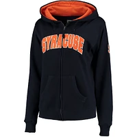 Sweat à capuche zippé Stadium Athletic bleu marine Syracuse orange pour femme avec nom arqué