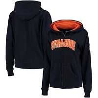 Sweat à capuche zippé Stadium Athletic bleu marine Syracuse orange pour femme avec nom arqué