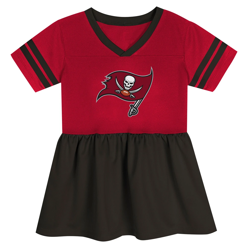 Girls Toddler Red Tampa Bay Buccaneers Stadium Lights Fashion Jersey V-Neck Dress