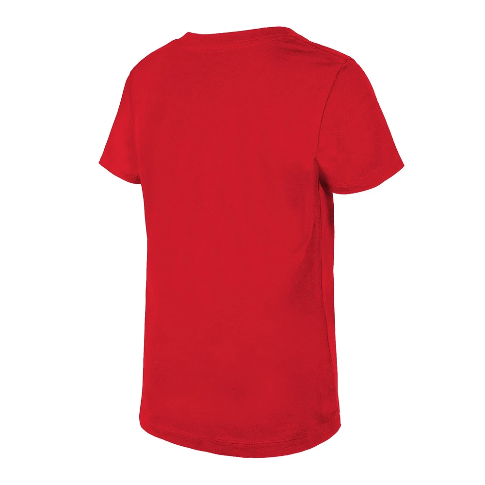 Girls Youth New Era Red Tampa Bay Buccaneers Reverse Sequin V-Neck T-Shirt