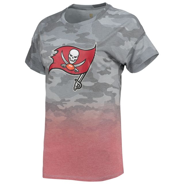 T-shirt gris/rouge Tampa Bay Buccaneers Beth Camo Dip-Dye pour juniors