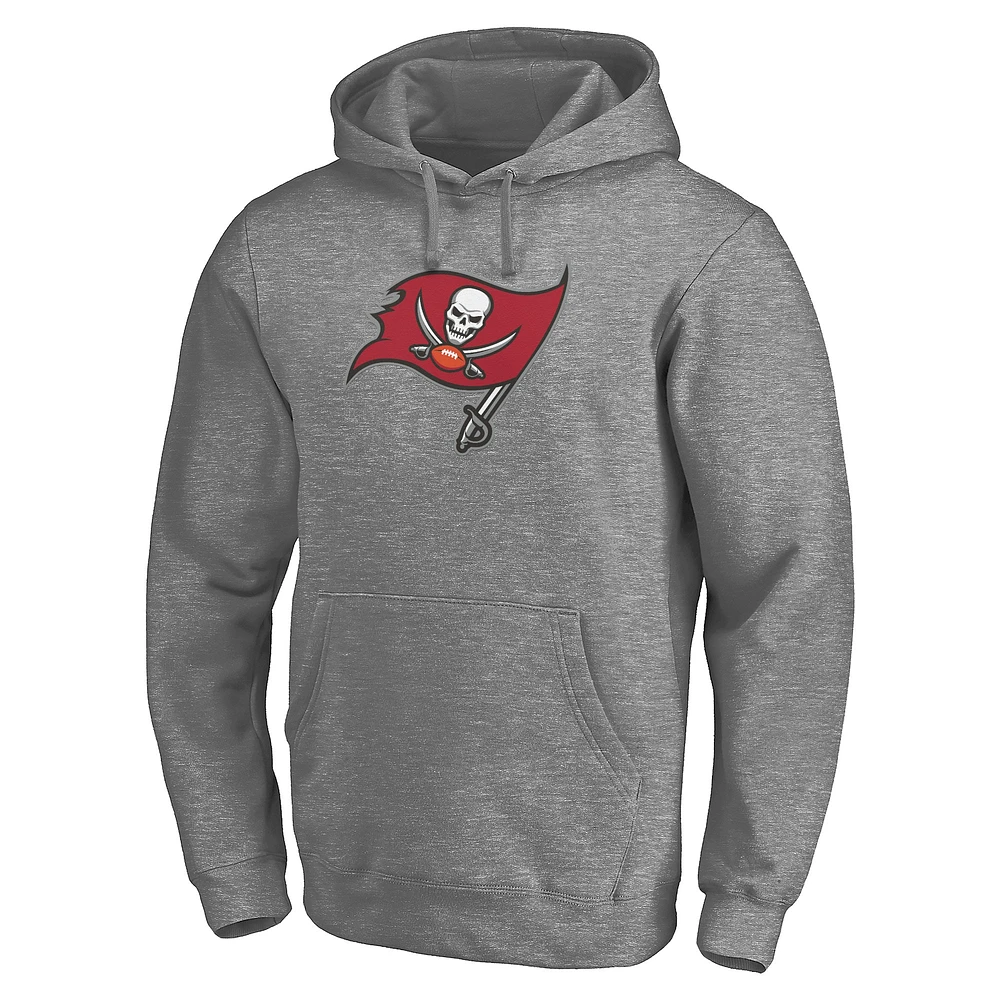 Men's Fanatics Heathered Gray Tampa Bay Buccaneers Big & Tall Primary Logo Pullover Hoodie