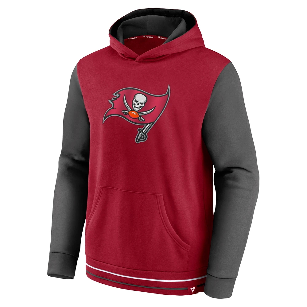 Men's Fanatics Red/Pewter Tampa Bay Buccaneers Block Party Pullover Hoodie